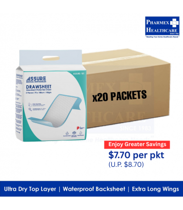 ASSURE Drawsheet 70cm x 180cm, 100g (5 Pcs/Pkt, 20 Pkts/Ctn)