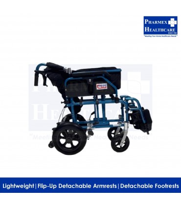 AR-0195 Lightweight Aluminium Pushchair - Detachable Arm/Footrests, 18"