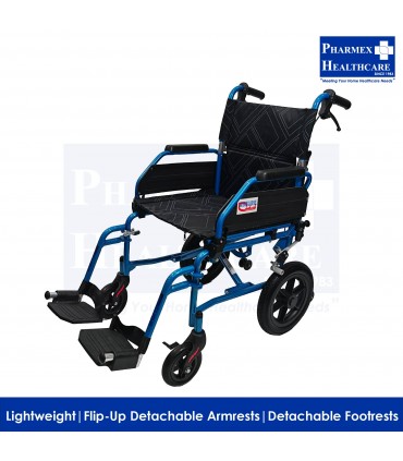 AR-0195 Lightweight Aluminium Pushchair - Detachable Arm/Footrests, 18"