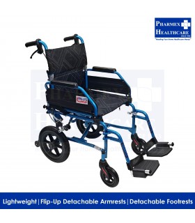 AR-0195 Lightweight Aluminium Pushchair - Detachable Arm/Footrests, 18"