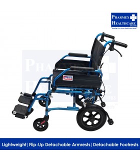AR-0195 Lightweight Aluminium Pushchair - Detachable Arm/Footrests, 18"