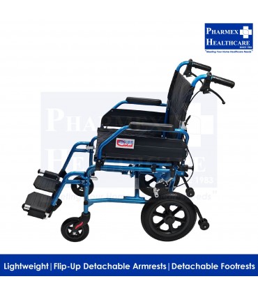 AR-0195 Lightweight Aluminium Pushchair - Detachable Arm/Footrests, 18"