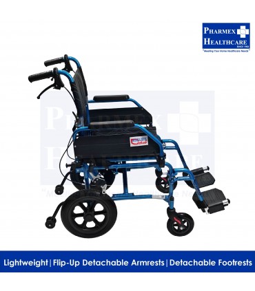 AR-0195 Lightweight Aluminium Pushchair - Detachable Arm/Footrests, 18"