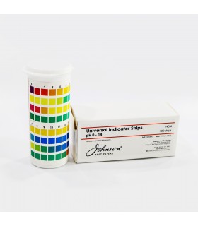 Universal pH Indicator Test Papers (Johnson),  PH 0 - 14, 100 Strips/Box