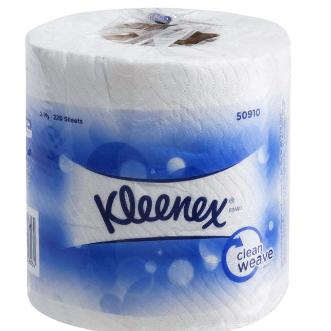 KLEENEX 2-PLY Bathroom Tissue Single Wrapped - Clean Weave Design, 220 Sheets/Roll,10 Rolls/Bag