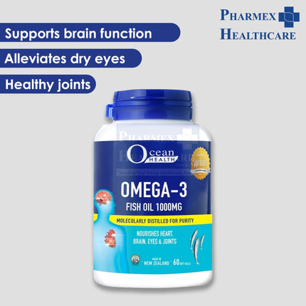 Ocean Health Omega-3 Fish Oil Softgel 1000mg, 60/180 softgels