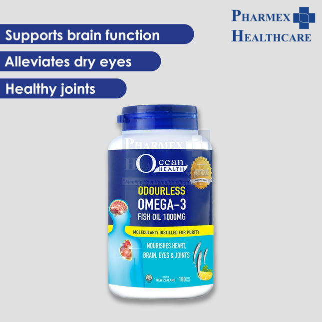 Ocean Health Odourless Fish Oil Omega 3 1000mg, 180 softgels