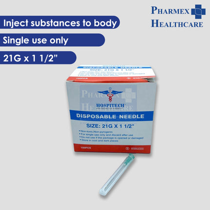 Hospitech Disposable Needle 21G x 1 1/2" 100'S
