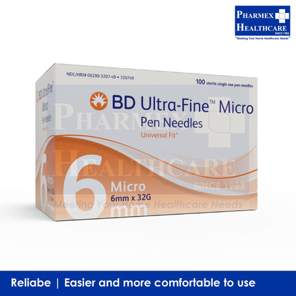 BD Ultra-Fine™ Micro Pen Needles 32G x 6mm (1/4"), 100's/Box