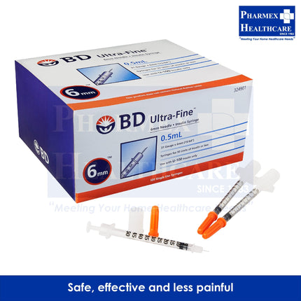 BD Ultra-Fine 31G x 6mm Insulin Syringe, 100's/Box - 1468