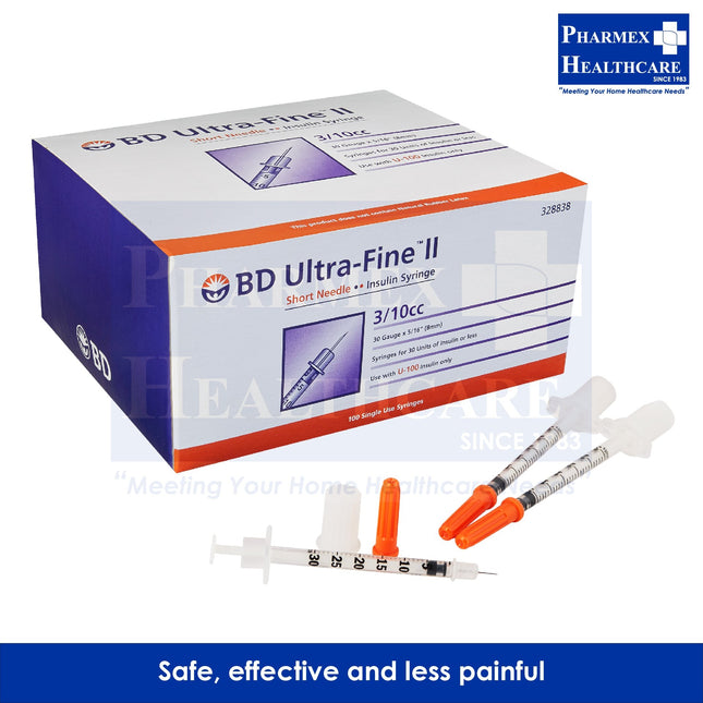 BD Ultra-Fine II 30G x 8mm Insulin Syringe, 100's/Box - 1479