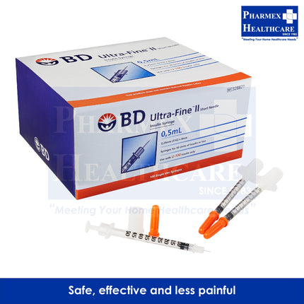 BD Ultra-Fine II 31G x 8mm Insulin Syringe, 100's/Box - 1489
