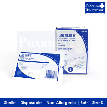 ASSURE Sterile Copolymer Gloves (3 Available Sizes) - 715