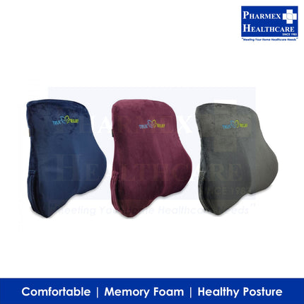 TRUE RELIEF Memory Foam Back & Lumbar Support Cushion