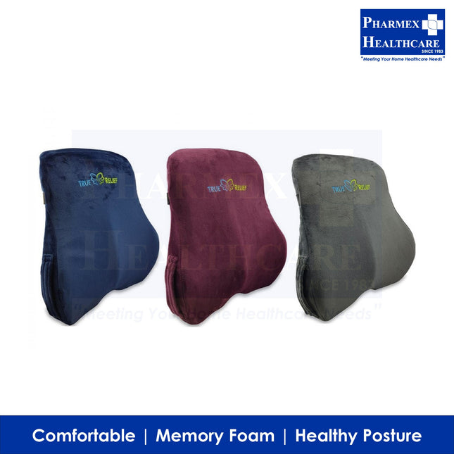 TRUE RELIEF Memory Foam Back & Lumbar Support Cushion