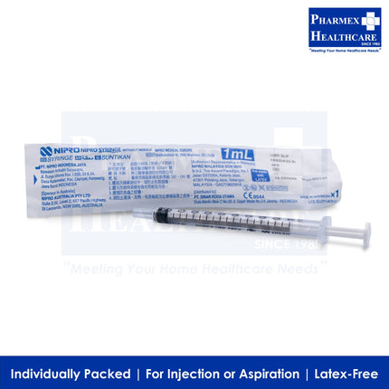 NIPRO Syringes Without Needle Luer Slip (5 Available Sizes) - 2803