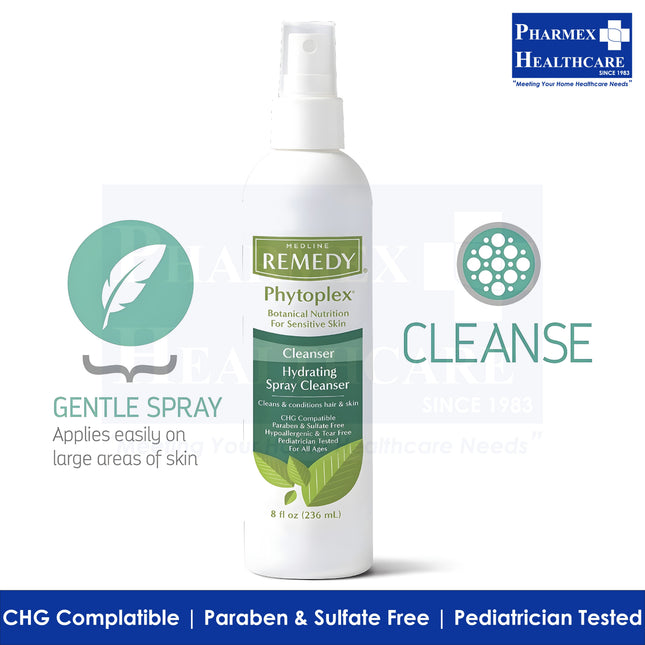 MEDLINE REMEDY Phytoplex No-Rinse Hydrating Spray Cleanser, 8oz-1