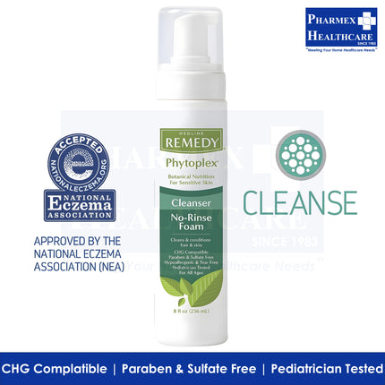 MEDLINE REMEDY Phytoplex Hydrating No-Rinse Foam Cleanser, 8oz-2