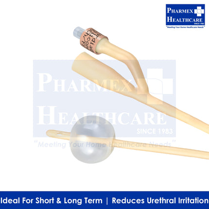 BARDIA Foley Catheter, Silicone-Elastomer Coated, 2 Way, 10ml Balloon, 10pcs/Box - 1381