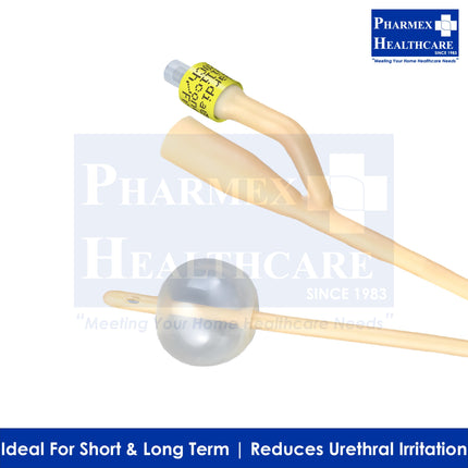 BARDIA Foley Catheter, Silicone-Elastomer Coated, 2 Way, 10ml Balloon, 10pcs/Box - 1385