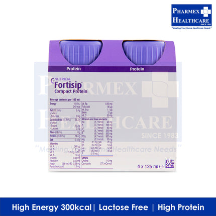 NUTRICIA Fortisip Compact Protein 4 × 125ml (3 Available Flavours) - 320-2