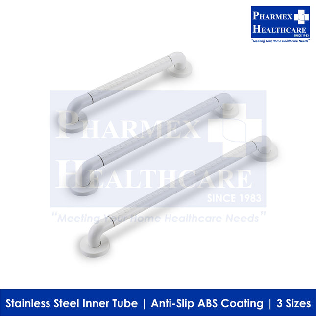 White ABS Nylon-Coated Stainless Steel Grab Bar, 12"/18"/24", 1 Unit