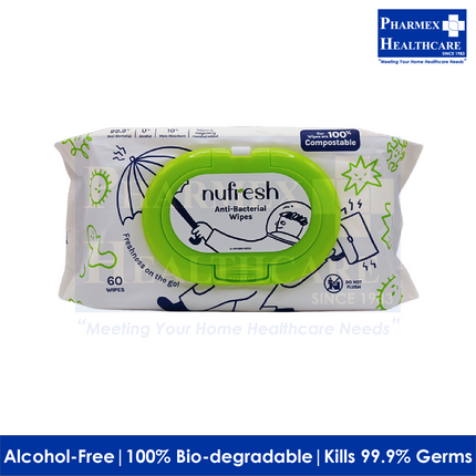 NuFresh Anti-Bacterial Wipes 60s/pkt