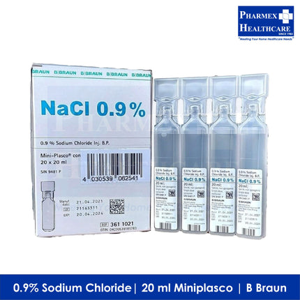 B BRAUN Mini-Plasco® connect, 0.9% Sodium Chloride for Injection, 20ml, 1 Ampoule