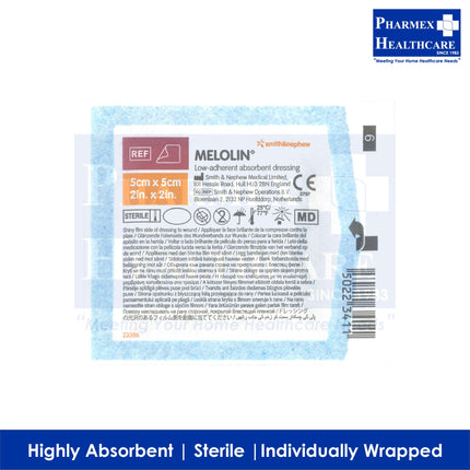 SMITH & NEPHEW Melolin Absorbent Dressings, per piece - 3872