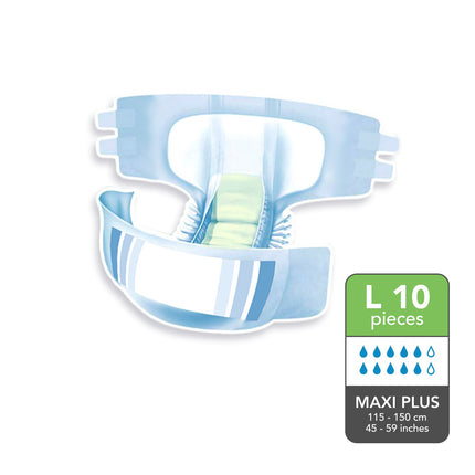 ABSORBA Nateen Maxi Plus Adult Diapers 10s, 8 Pkts/Carton (2 Available Sizes) - 3896-3