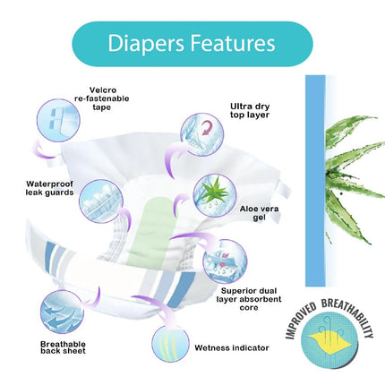ABSORBA Nateen Maxi Plus Adult Diapers 10s, 8 Pkts/Carton (2 Available Sizes) - 3896-4