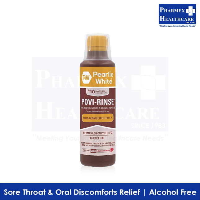 Pearlie White Povi-Rinse Antiseptic Mouth & Throat Rinse 250ml