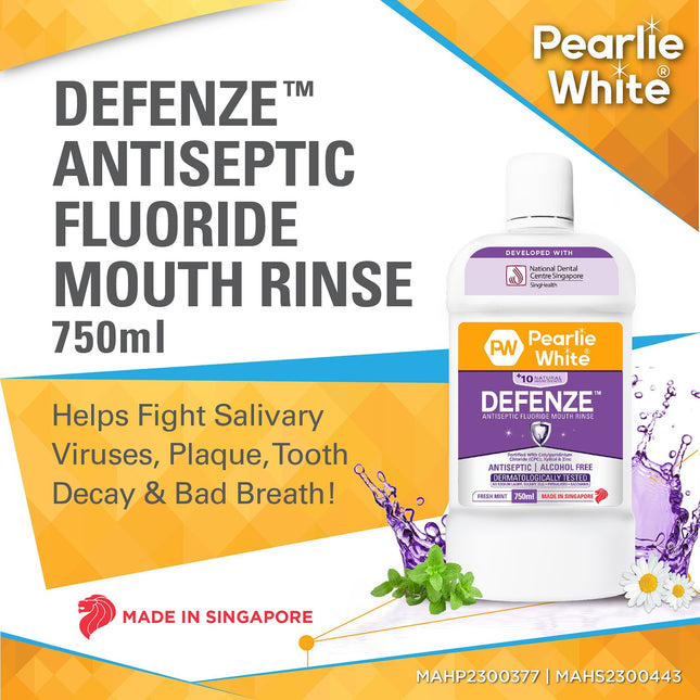 Pearlie White Defenze antiseptic fluoride mouth rinse 750ml-2