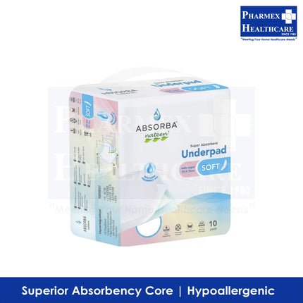 Absorba Nateen Soft 5ply Underpad, 75x75cm with SAP, 10s