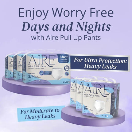 Aire Ultra Protection Adult Diaper Pull Up Pants, 12 Pcs/Bag, 3 Available Sizes - 4068-5