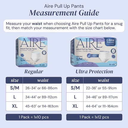 Aire Ultra Protection Adult Diaper Pull Up Pants, 12 Pcs/Bag, 3 Available Sizes - 4068-6