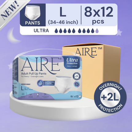 AIRE Ultra Protection Adult Diaper Pull Up Pants, 8 bags/ctn, 3 Available Sizes - 4077-2
