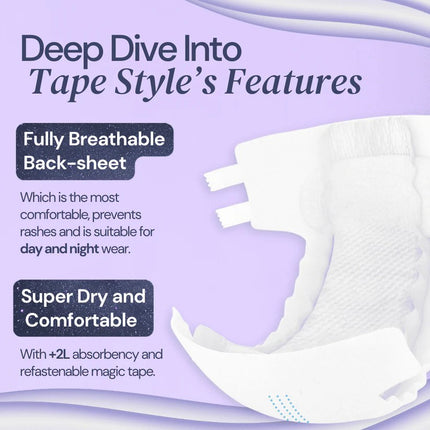 AIRE Ultra Protection Adult Tape Diapers, 12 Bags/Ctn, 3 Available Sizes - 4089-3