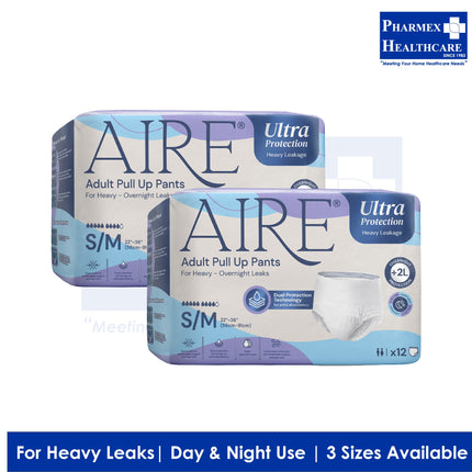 Aire Ultra Protection Adult Diaper Pull Up Pants, 12 Pcs/Bag, 3 Available Sizes