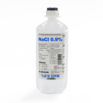 (10 Btl/Ctn) B BRAUN Sodium Chloride Intravenous Infusion, B. P. 0.9%, 500ml/1000ml