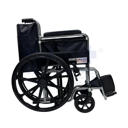 AR-0100 ASSURE Rehab Standard Chrome Wheelchair | Flip-Up Footplate