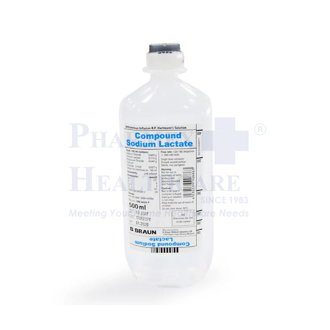 B.BRAUN Hartmann's Solution, Compound Sodium Lactate, 500ml/1000ml (10 Bottles)