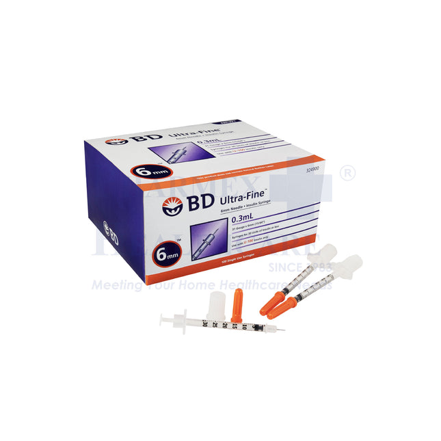 BD Ultra-Fine 31G x 6mm Insulin Syringe, 100's/Box