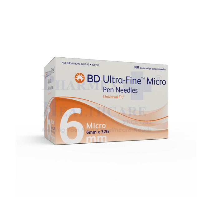 BD Ultra-Fine™ Micro Pen Needles 32G x 6mm (1/4"), 100's/Box