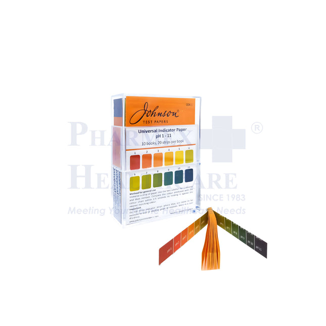 JOHNSON Universal pH Indicator Test Papers, pH 1 - 11, 10x20 Strips/Box