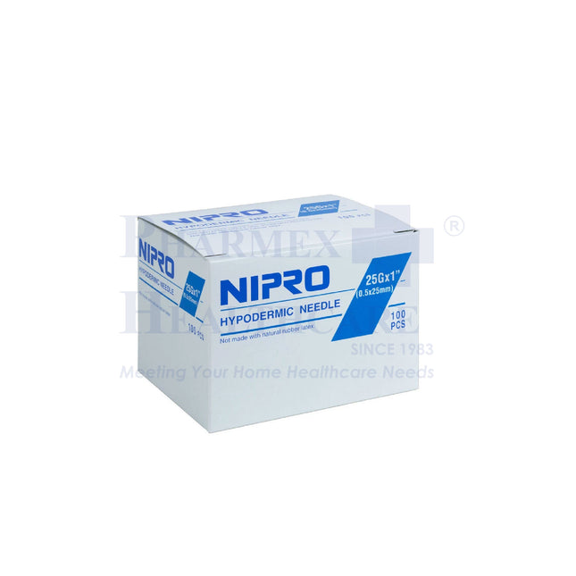 NIPRO Hypodermic Needles, 25Gx1-Inch, 100 Pcs/Box
