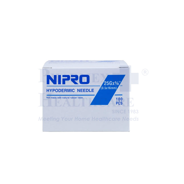 NIPRO Hypodermic Needles, 25Gx5/8-Inch, 100 Pcs/Box