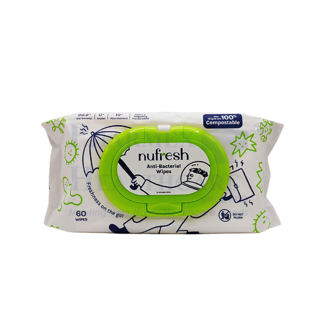 NuFresh Anti-Bacterial Wipes 60s/pkt