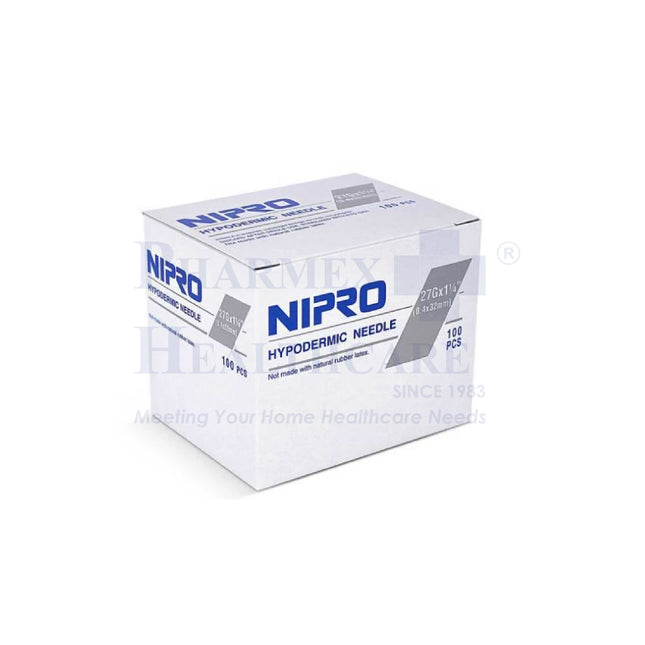 NIPRO Hypodermic Needles, 27Gx1/2-Inch, 100 Pcs/Box