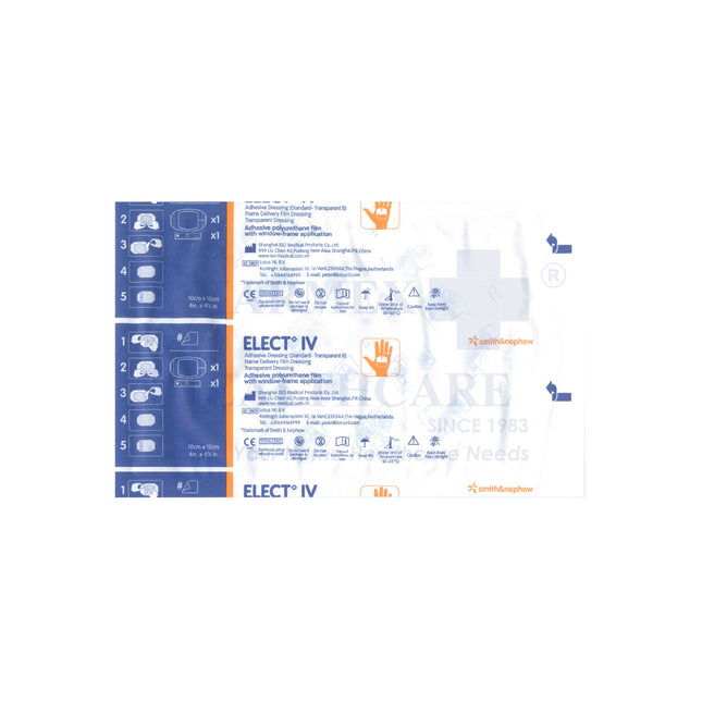 SMITH & NEPHEW Elect IV Frame Transparent Dressing, 10cm x 12cm, 1 Pc